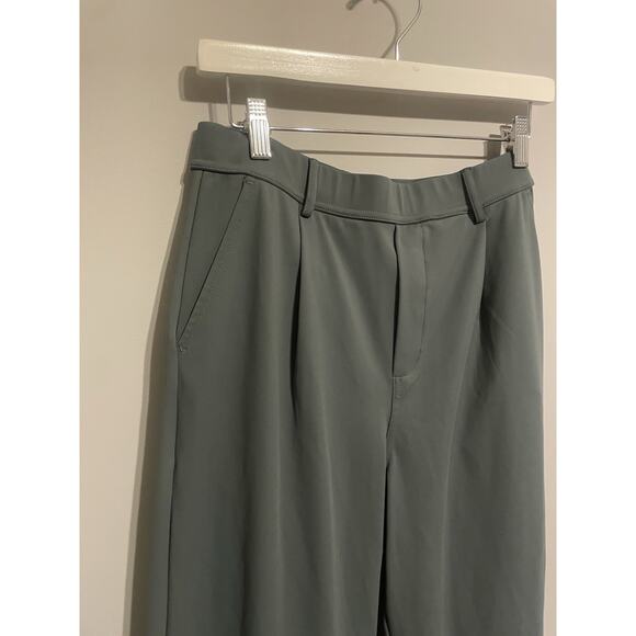 Halara High Waisted Pleated Wide Leg Crop Palazzo Pant Green Teal Sz M Utility - Picture 2 of 7